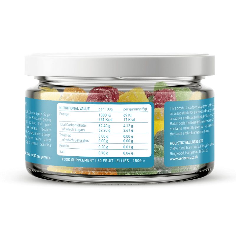 ZenBears CBD Gummies (600mg) Food Supplement Nutrition Value | CBD Shopy